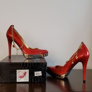 Baby Phat red sparkly platform high heels
